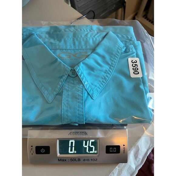 GameGuard Outdoors Ladies Microfiber Short Sleeve Button Up Shirt Medium Blue - Picture 7 of 7